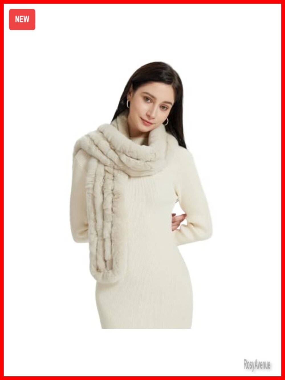 Real Rex Rabbit Fur Shawl Scarf Winter Neck Warmer Stole